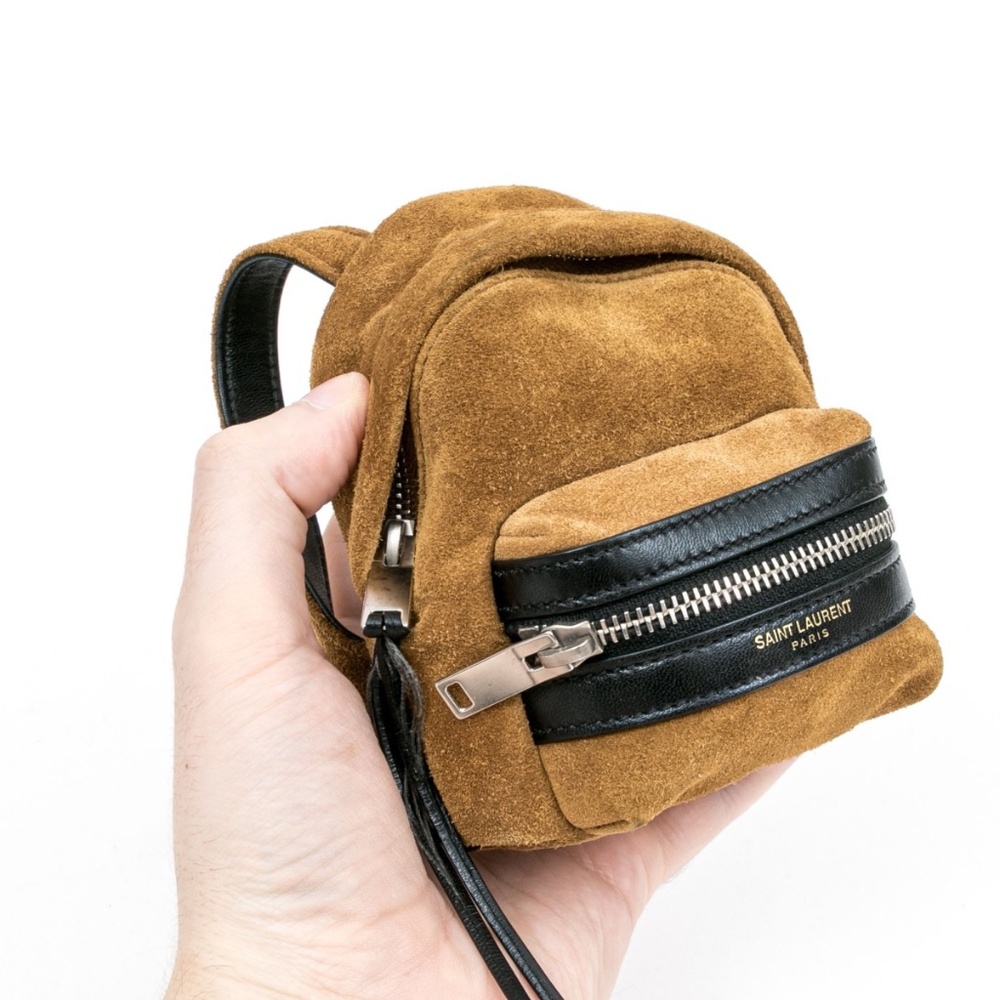 Saint Laurent Brown Suede Mini Backpack Key Holder – 5” 🎒✨ - Picture 7 of 10